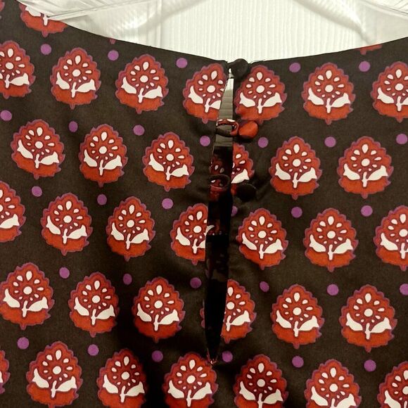 Banana Republic Preppy Y2K Silkly Geometric Print Cap Sleeve Dress Red Blk Sz 4 - Picture 3 of 6